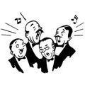 Vintage Clipart 244 Mens Barbershop Quartet Chorus Singing