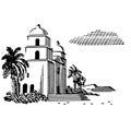 Vintage Clipart 68 Old Mission Santa Barbera