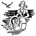 Vintage Clipart 108 Woman Steering Boat