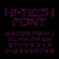 Hi-Tech alphabet font. Circuit effect letters and numbers.