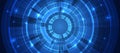 Hi-tech background in the form of circles and luminous lines. Abstract array of data. Template for futuristic presentation