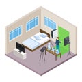 Hi-tech blogger making video isometric vector concept Royalty Free Stock Photo