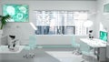 hi-tech clinic room, medical treatment . fictitious design design abstract 3D rendering