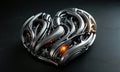 Hi-tech Cyber Futuristic Heart Technological Integration and Biomechanical Innovation concept