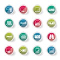 Hi-tech equipment icons over colored background Royalty Free Stock Photo