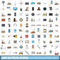 100 hi-tech icons set, cartoon style Royalty Free Stock Photo