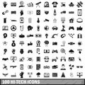 100 hi-tech icons set, simple style Royalty Free Stock Photo