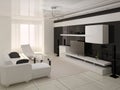 Hi-tech modern living room interer. Royalty Free Stock Photo