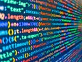Hi-tech modern screen of data, digits and chars on monitor. Css3 code on a colorful background. Information technology website Royalty Free Stock Photo