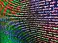 Hi-tech modern screen of data, digits and chars on monitor. Programming code abstract background screen of software. Digital Royalty Free Stock Photo