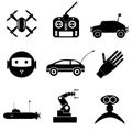 Hi-tech modern technology toys simple black icons collection eps10