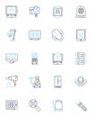 Hi-tech residence linear icons set. Smart, Efficient, Connected, Futuristic, Automated, Wireless, Interactive line Royalty Free Stock Photo