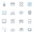 Hi-tech residence linear icons set. Smart, Efficient, Connected, Futuristic, Automated, Wireless, Interactive line Royalty Free Stock Photo