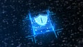 Hi-tech Shield of cyber security. Digital data network protection. High-speed connection data analysis. Technology data binary Royalty Free Stock Photo