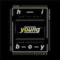 Hi young boy, your future text frame graphic vector denim vintage Royalty Free Stock Photo