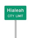 Hialeah City Limit road sign