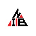 HIB triangle letter logo design with triangle shape. HIB triangle logo design monogram. HIB triangle vector logo template with red