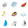Hibernate icons set, isometric style Royalty Free Stock Photo