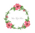 Hibiscus flower and leaves frame. Royalty Free Stock Photo