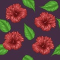 Hibiscus flower pattern by hand drawing.