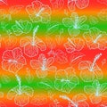 Hibiscus, karkade flower seamless pattern