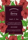 Hibiscus flower vector card by hand drawing. Royalty Free Stock Photo