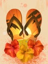 Hibiscus flowers and flip flops Royalty Free Stock Photo