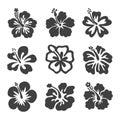 Hibiscus icon set collection isolated on a white background. Royalty Free Stock Photo