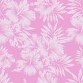 Hibiscus Pink and White Tropical Floral Print Royalty Free Stock Photo