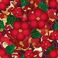 Hibiscus red style gold seamless pattern Royalty Free Stock Photo