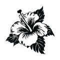 Hibiscus Silhouette Vector In Bold Stencil Style