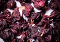 Hibiscus tea as texture for background. Toned Royalty Free Stock Photo