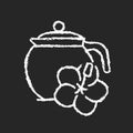 Hibiscus tea chalk white icon on dark background