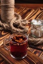 Hibiscus tea with fruit pieces and sugar Royalty Free Stock Photo