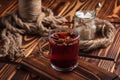 Hibiscus tea with fruit pieces and sugar Royalty Free Stock Photo