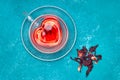 Hibiscus tea in glass cup