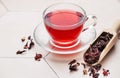 Hibiscus tea in glass mug