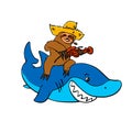 Hick sloth mounted on shark