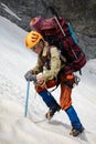 Hicker with backpack and ice-axe Royalty Free Stock Photo