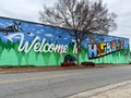 Hickory, North Carolina Welcome Mural painted on the side of a building Royalty Free Stock Photo