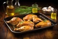 hickory-smoked chicken pieces with pan drippings