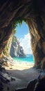 Hidden Beach Cave Paradise, Scenic Coastal View Royalty Free Stock Photo