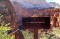 Hidden Canyon Trail Sign