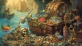 Collect treasures hidden in caves close to the sea. AI-generated.