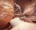 Hidden city of Petra canyon Royalty Free Stock Photo