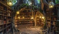 Enchanted Forest Library Inside an Ancient Tree Royalty Free Stock Photo