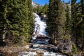 Hidden Falls on Cascade Creek, Grand Teton National Park, Jackson Hole, Wyoming at the end of May Royalty Free Stock Photo