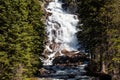 Hidden Falls on Cascade Creek, Grand Teton National Park, Jackson Hole, Wyoming at the end of May Royalty Free Stock Photo