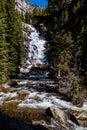 Hidden Falls on Cascade Creek, Grand Teton National Park, Jackson Hole, Wyoming in the springtime Royalty Free Stock Photo