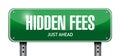 hidden fees street sign concept illustration